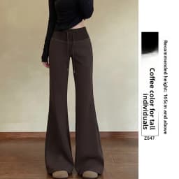 Grey American Style Retro Flared Sweatpants Women's Spring New High Waist Casual Slimming Sports Bell Bottoms
