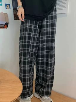 JMPRS Vintage Plaid Women Pants Elastic Waist Casual Loose Summer Oversize Trousers Black Harajuku Blue Female Pants New
