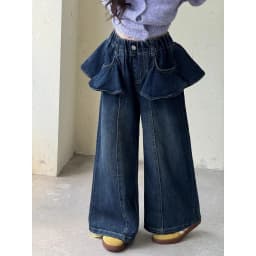 Girls Denim Jeans Spring Autumn New Korean Style Pleated Curtain Straight Leg Casual Wide Leg Pants for Medium And Large Chil...