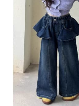 Girls Denim Jeans Spring Autumn New Korean Style Pleated Curtain Straight Leg Casual Wide Leg Pants for Medium And Large Chil...