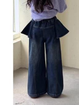 Girls Denim Jeans Spring Autumn New Korean Style Pleated Curtain Straight Leg Casual Wide Leg Pants for Medium And Large Chil...