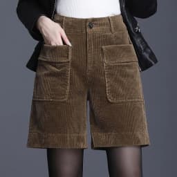 Corduroy Bermuda Shorts For Women Autumn New Korean High Waist Slim Loose Five-Point Casual Shorts Wide Leg Short Pants