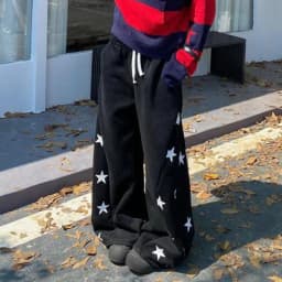 American Vintage Stars Sweatpants Women Oversize High Waist Y2K Yellow Pants Fall Winter Streetwear Female Retro Loose Trousers