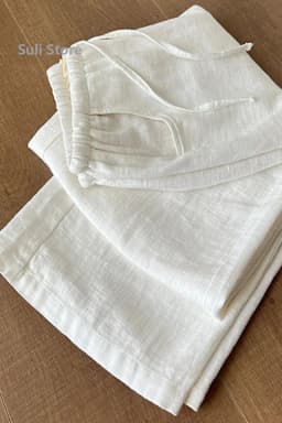 White Linen Wide-leg Pants Women's Summer 2025 New Cotton and Linen Casual Breathable Ice Silk Sunscreen Pants