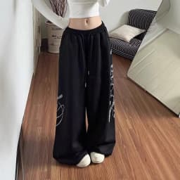 Summer Women Black Gothic Baggy Y2k Letter Pants Korean Fashion Vintage Oversize Hip-pop Sweatpants Wide Leg Trouser