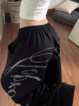 Summer Women Black Gothic Baggy Y2k Letter Pants Korean Fashion Vintage Oversize Hip-pop Sweatpants Wide Leg Trouser