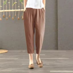 Pure Cotton Linen Harlan Casual Pants Printed Nine Points Loose Mom Pants Thin Cotton Linen plus Size High Waist Korean Sle