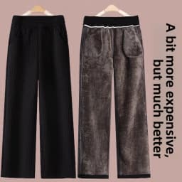 Fleece Lined Thick Corduroy High Waist Wide Leg Pants Women's Autumn Winter New Style Drapey Mom Straight Leg Trousers Trendy