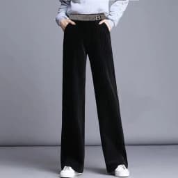 Thickened Fleece Lined Corduroy Wide Leg Pants Women Casual Trousers Autumn Winter New Style High Waist Straight Cut Loose pl...