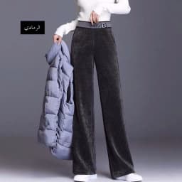 Thickened Fleece Lined Corduroy Wide Leg Pants Women Casual Trousers Autumn Winter New Style High Waist Straight Cut Loose pl...