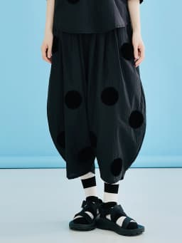 IMAKOKONI original design black polka dot thin style wide leg pants summer casual loose women's pants nine points pants