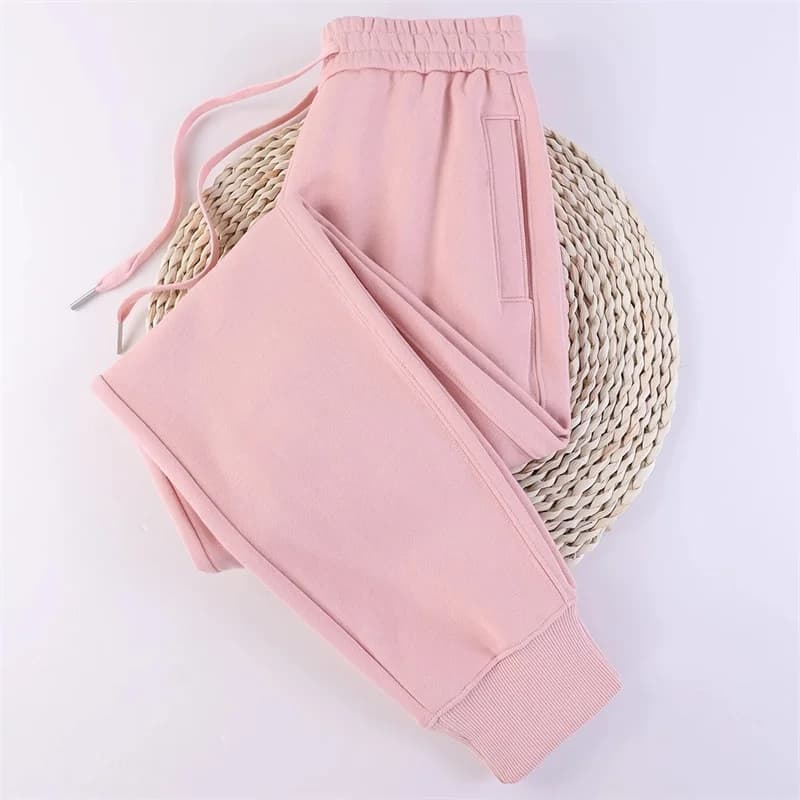 Casual Trousers Women's 100% Cotton Straight Pants Pink Sweatpants Loose Female Drawstring Bundle Foot Harem Pants Spring Autumn