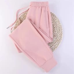 Casual Trousers Women's 100% Cotton Straight Pants Pink Sweatpants Loose Female Drawstring Bundle Foot Harem Pants Spring Autumn