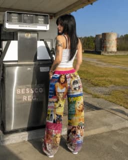 2026 Y2K Millennium Hot Girl Mission Newspaper Print Wide-Leg Pants American Classic Vintage Retro Straight-Leg Casual Pants