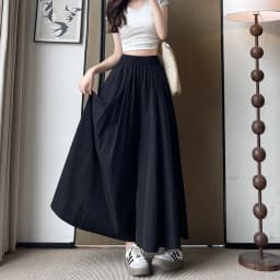 Summer Women Wide Leg Pants Ice Silk Breathable Long Skirt Pants Elastic Waist Casual Culottes Loose Solid Palazzo Trousers 2026