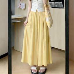Summer Women Wide Leg Pants Ice Silk Breathable Long Skirt Pants Elastic Waist Casual Culottes Loose Solid Palazzo Trousers 2026