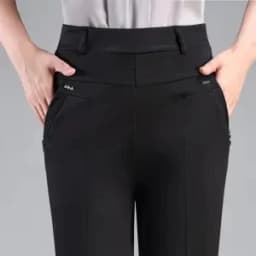 Brand Casual Pants Woman Winter Fleece Fashion High Waist Elegant Slim Black Straight Pants Thicken Large Size Trousers