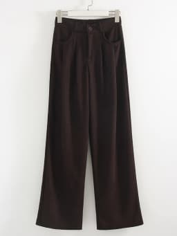 Streamgirl Corduroy Straight Pants Women High Waist Casual Wide Leg Trousers Beige Spring Women Brown Pants Vintage Formal