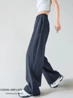 2026 Summer Women Ice Silk Quick Dry Sports Pants Cool Feeling Loose Slim Draped Straight Leg Casual Cargo Wide Leg Trousers