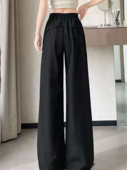 2026 Summer Women Ice Silk Quick Dry Sports Pants Cool Feeling Loose Slim Draped Straight Leg Casual Cargo Wide Leg Trousers