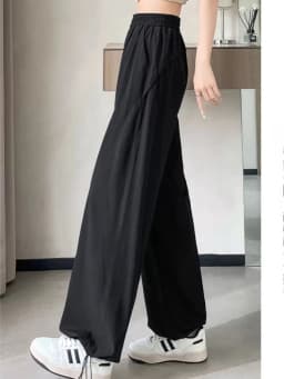2026 Summer Women Ice Silk Quick Dry Sports Pants Cool Feeling Loose Slim Draped Straight Leg Casual Cargo Wide Leg Trousers