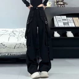 Slimming High Waist Wide Leg Casual Pants Women's New Summer Loose Straight Korean Style Commute Polyester Fiber Long Pants