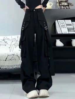 Slimming High Waist Wide Leg Casual Pants Women's New Summer Loose Straight Korean Style Commute Polyester Fiber Long Pants