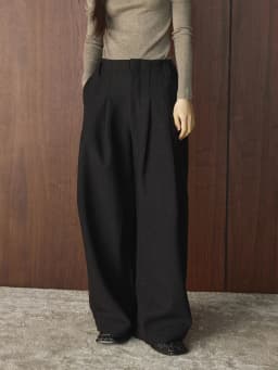 Winter new Korean retro fashionable woolen pleated wool trousers loose and slimming warm pants for women
