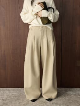 Winter new Korean retro fashionable woolen pleated wool trousers loose and slimming warm pants for women