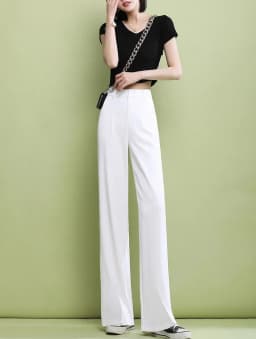 Elegant Trousers for Women Dress Pants Fashion Casual White Fluid Long Summer Woman Suit Pants 2025 Straight Hot Wide Leg Loose