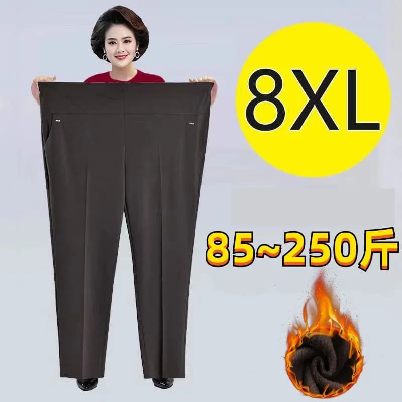 Extra Large Size Women Trousers New Elastic High Waist Autumn Casual Pants Middle-aged Female Straight Pants Winter Fleece Pants