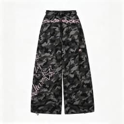 Trendy and Fashionable Harajuku Retro High Street Angel Wing Rhinestone Embroidery Millennium Straight-Leg Loose Denim Trousers