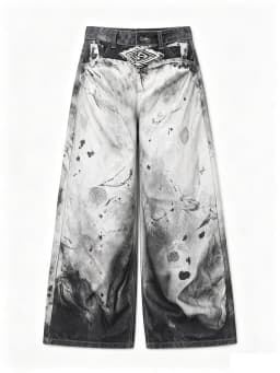Trendy and Fashionable Harajuku Retro High Street Angel Wing Rhinestone Embroidery Millennium Straight-Leg Loose Denim Trousers