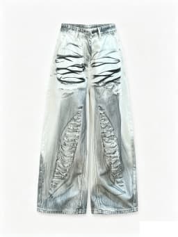 Trendy and Fashionable Harajuku Retro High Street Angel Wing Rhinestone Embroidery Millennium Straight-Leg Loose Denim Trousers