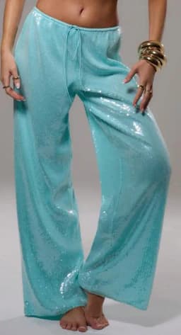 Fashion Women's Sparkle Sequin Pants 2026 New Y2k Girls Lightweight Elastic Waist Wide Leg Loose Pants Trousers