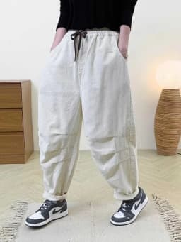 Amax LuluE Designer Womens Autumn Fashion Corduroy Harem Pants 2025 Ladies Leisure Vintage Elastic Waist Solid Fitness Trousers