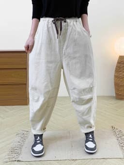 Amax LuluE Designer Womens Autumn Fashion Corduroy Harem Pants 2025 Ladies Leisure Vintage Elastic Waist Solid Fitness Trousers