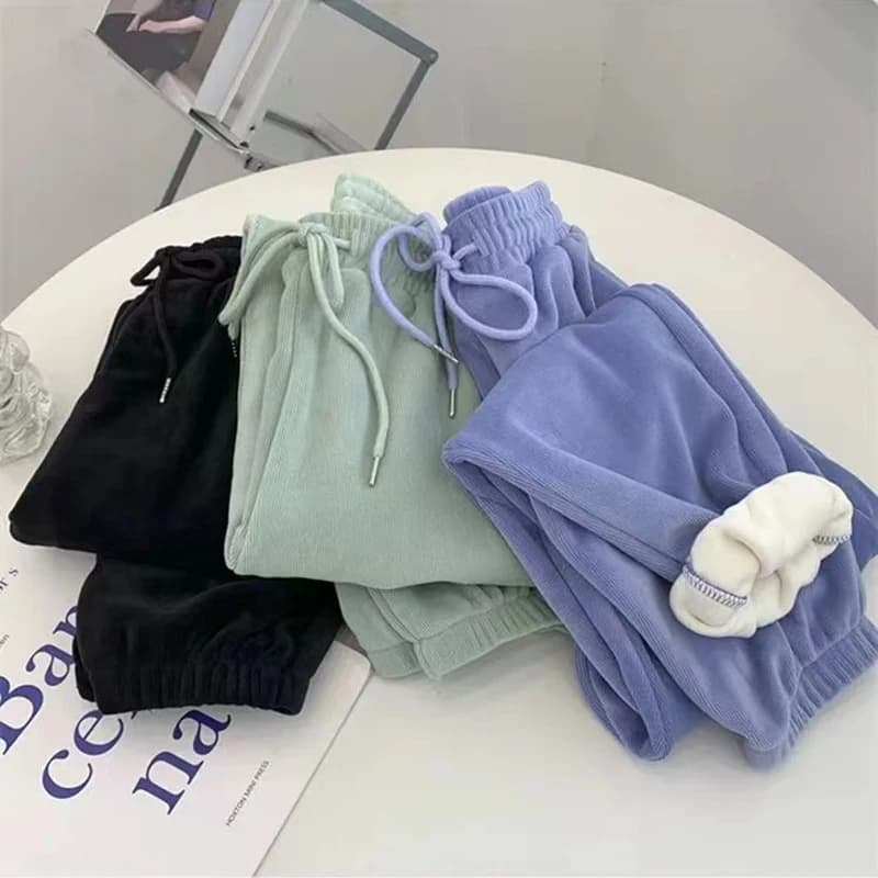 Winter Thick Warm Women Harem Pants 4Xl Oversized Casual Elastic Waist Velvet Sweatpants Female Solid Fleece Jogging Trousers