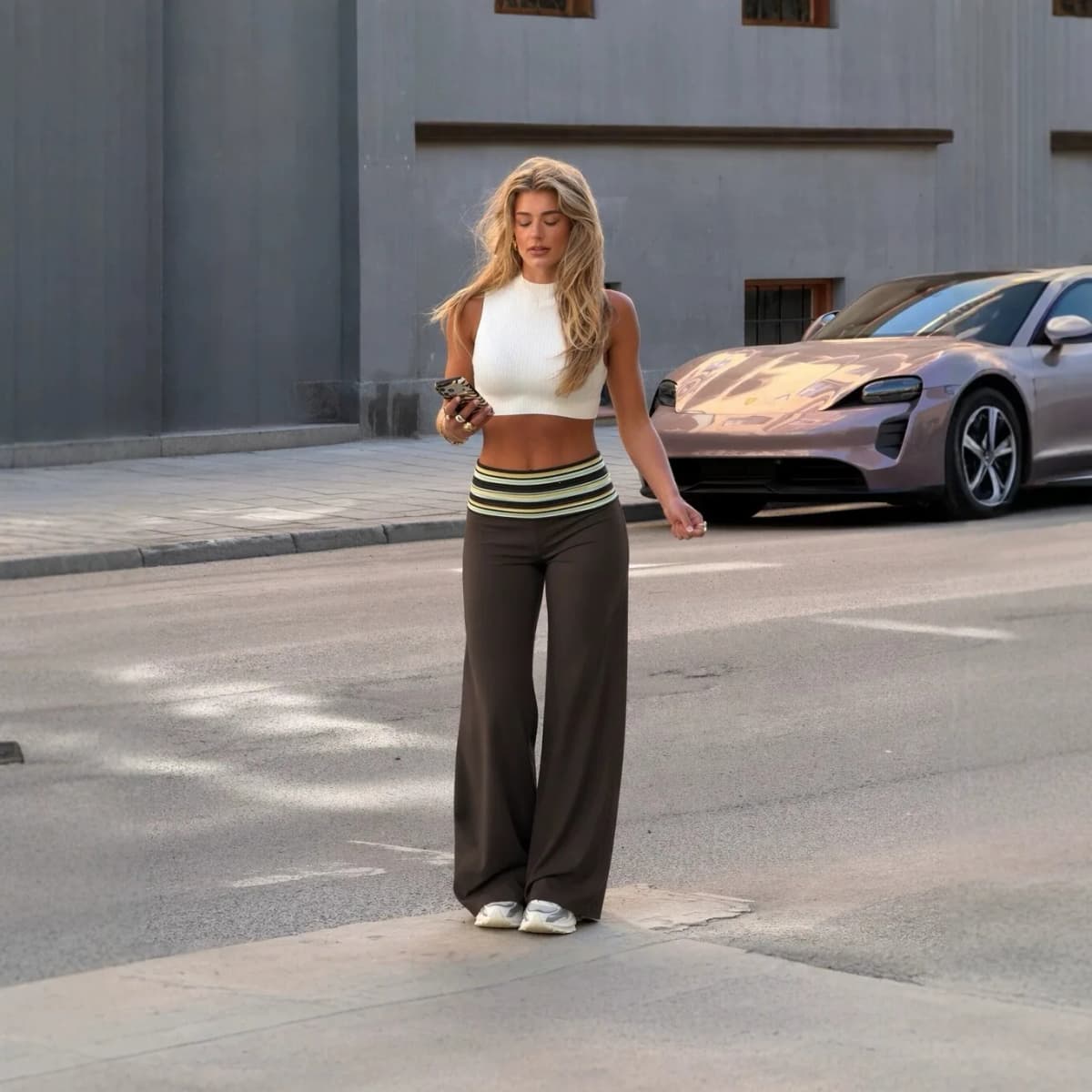 ZEKYE Summer New Solid Color Cotton Linen Loose Casual Pants for Women, Low-rise Ruffled Decorative Versatile Lantern Pants