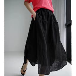 Retro Bohemian Nine-Foot Skirt Pants Women's Thin Fake Two-Piece Cotton Linen Loose Slimming Slit Wide Leg Straight Tube Pants