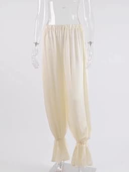 Women White Y2K Baggy Balloon Pants Bubble Pleated Oversized Bloomers Wide Leg Pants Vintage Streetwear Daily Fashion Versatile