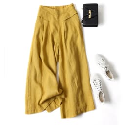 2026 Summer Women's Culottes Cotton Linen Cropped Wide Leg Pants Elastic Waist Casual Palazzo Clean Fit Trousers with Pockets
