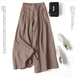 2026 Summer Women's Culottes Cotton Linen Cropped Wide Leg Pants Elastic Waist Casual Palazzo Clean Fit Trousers with Pockets
