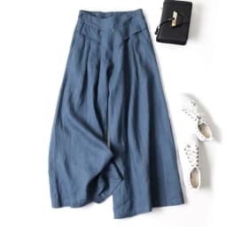 2026 Summer Women's Culottes Cotton Linen Cropped Wide Leg Pants Elastic Waist Casual Palazzo Clean Fit Trousers with Pockets