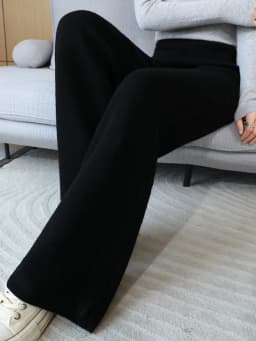Autumn Winter Thick Cashmere Women Wide Leg Pants Casual Loose Twist Flower Trousers 100% Merino Wool Knitwear Popular Pants