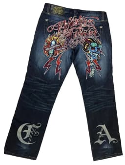 Y2k Retro Hip Hop Skull Embroidery Jeans Casual Denim Pants Straight Wide Leg Jeans Harajuku Gothic Pants Women Clothing