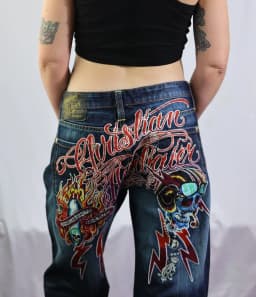 Y2k Retro Hip Hop Skull Embroidery Jeans Casual Denim Pants Straight Wide Leg Jeans Harajuku Gothic Pants Women Clothing