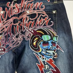Y2k Retro Hip Hop Skull Embroidery Jeans Casual Denim Pants Straight Wide Leg Jeans Harajuku Gothic Pants Women Clothing