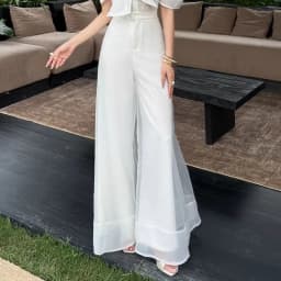Spring Fashion Casual Black Organza Pants for Women Vintage Wide Leg Pants Japanese Style High Waist Trousers Pantalones Mujer
