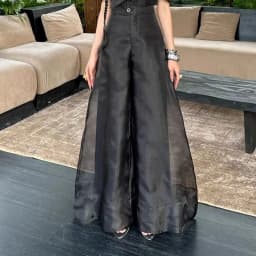 Spring Fashion Casual Black Organza Pants for Women Vintage Wide Leg Pants Japanese Style High Waist Trousers Pantalones Mujer
